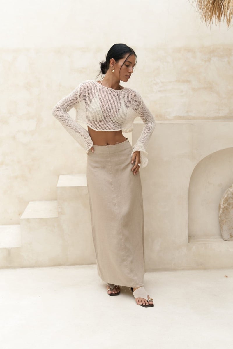 Mai Collection Samir Pis Detail Beige Skirt  - Image 1