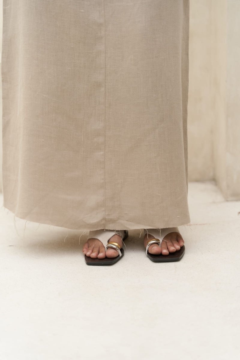 Mai Collection Samir Pis Detail Beige Skirt  - Image 5