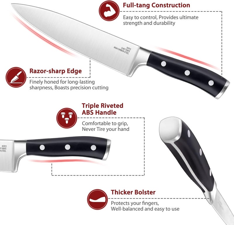 E-far طقم سكاكين إيفار من 16 قطعة من الفولاذ المقاوم للصدأ عالي الكربون - Image 3