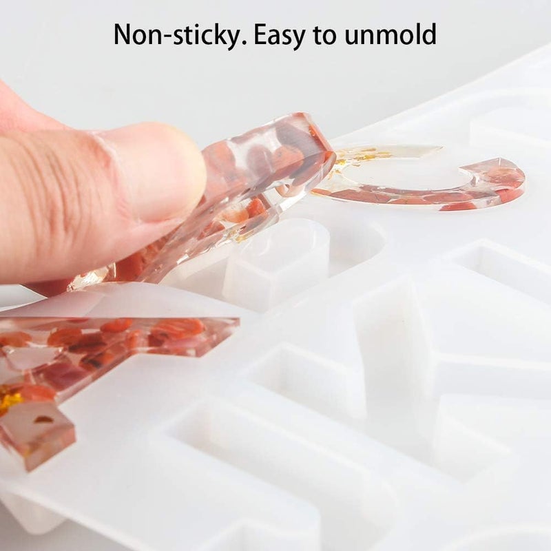 Tomorotec Small DIY Silicone Resin Mold for Letters and Numbers with 200 Eye Pins - Image 4