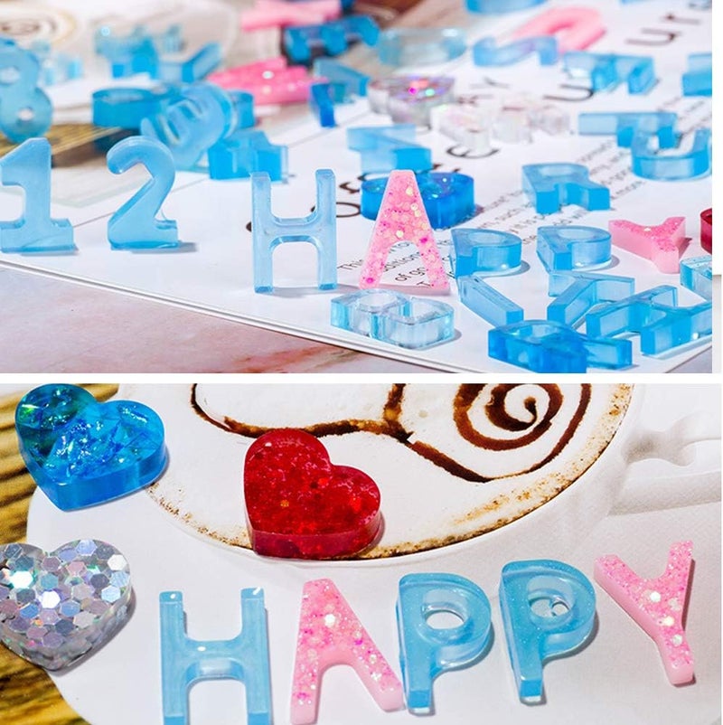 Tomorotec Small DIY Silicone Resin Mold for Letters and Numbers with 200 Eye Pins - Image 3