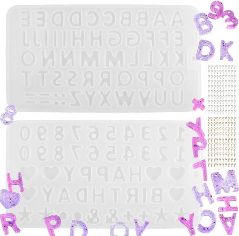 Tomorotec Small DIY Silicone Resin Mold for Letters and Numbers with 200 Eye Pins - Image 1