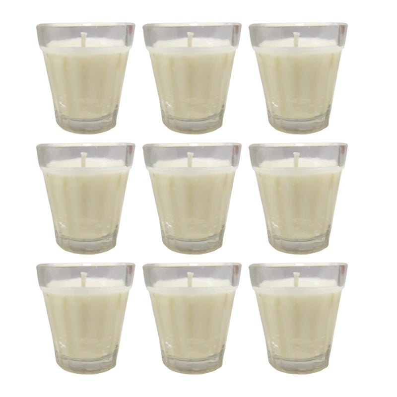 R Wellness Votive Candles White Votive Glass Candles Pack of 9 Unscented - Image 1