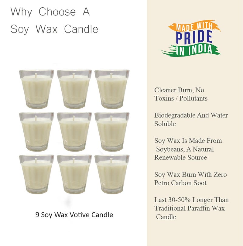 R Wellness Votive Candles White Votive Glass Candles Pack of 9 Unscented - Image 3
