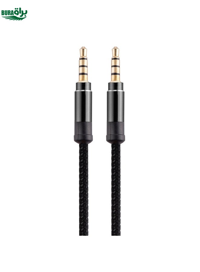 BURAQ 3.5mm Male To Male Car Stereo Gold-Plated Jack AUX Audio Cable For 3.5mm AUX Standard Digital Devices, Length: 1.5m(Black) - Image 1