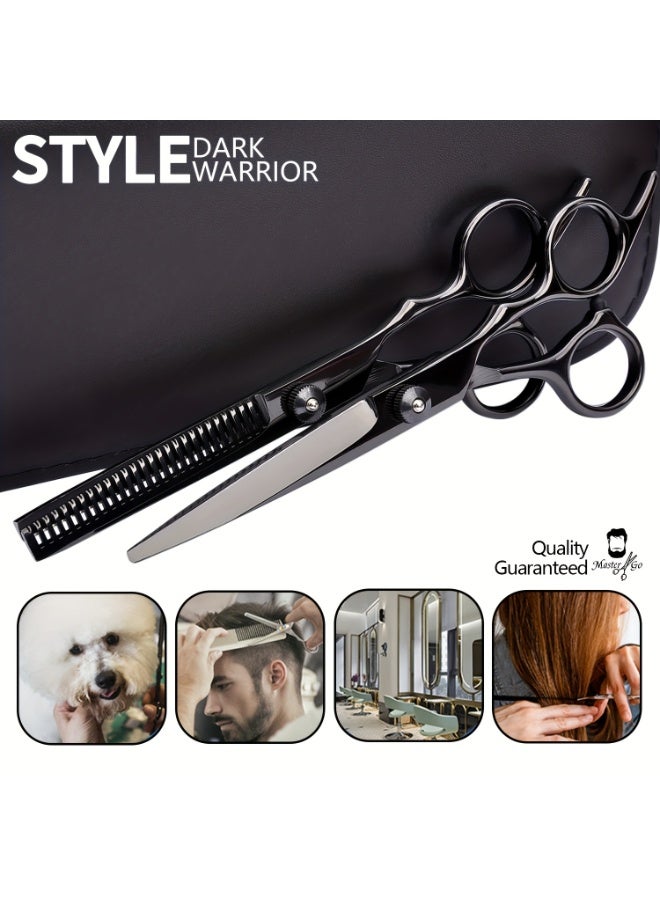 10pcs Professional Black Hair Cutting Scissors Kit - Barber Salon Thinning & Blending Shears for Men Women Pet - Image 5