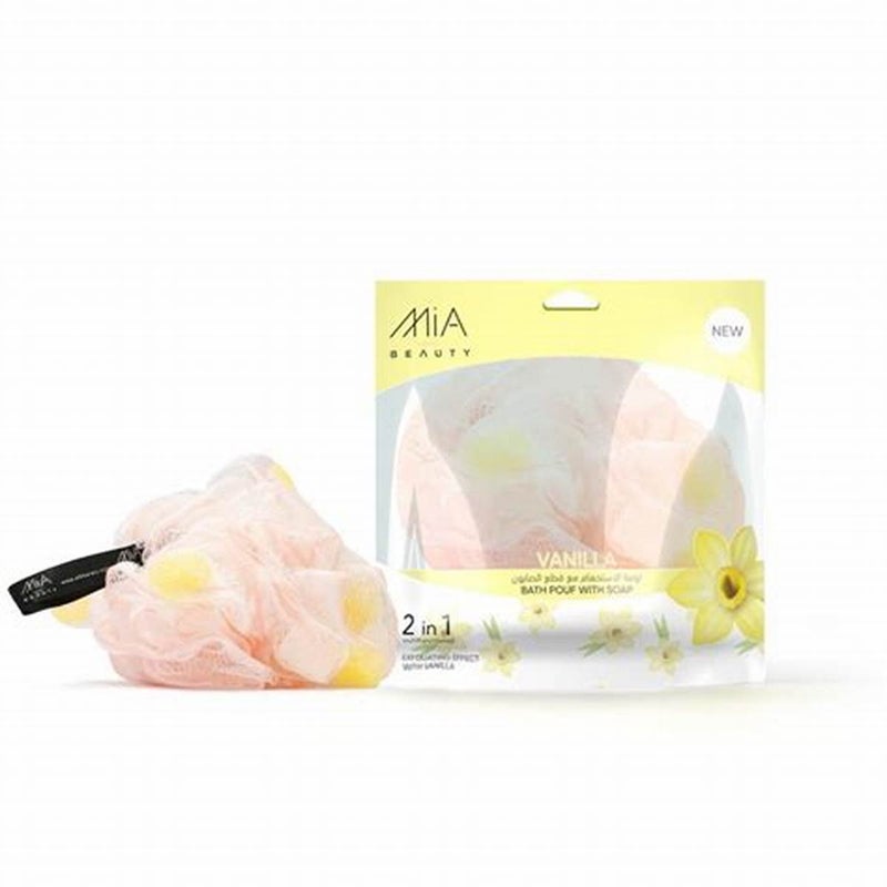 MIA BATH POUF WITH SOAP VANILLA