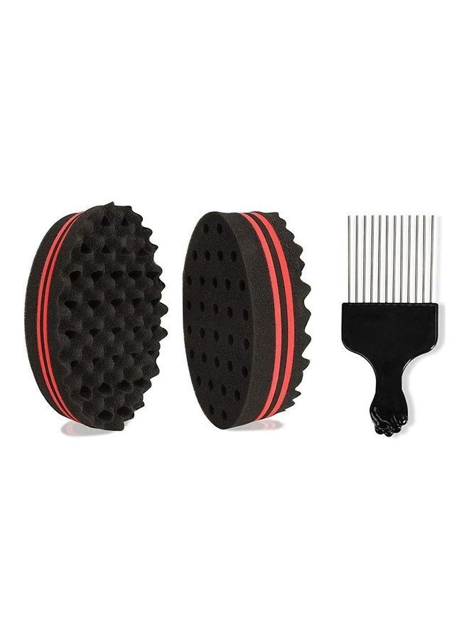 NIBEMINENT Double-sided Sponge Afro Comb For Hair Styling Black/Red 22x15x5.5cm - Image 3