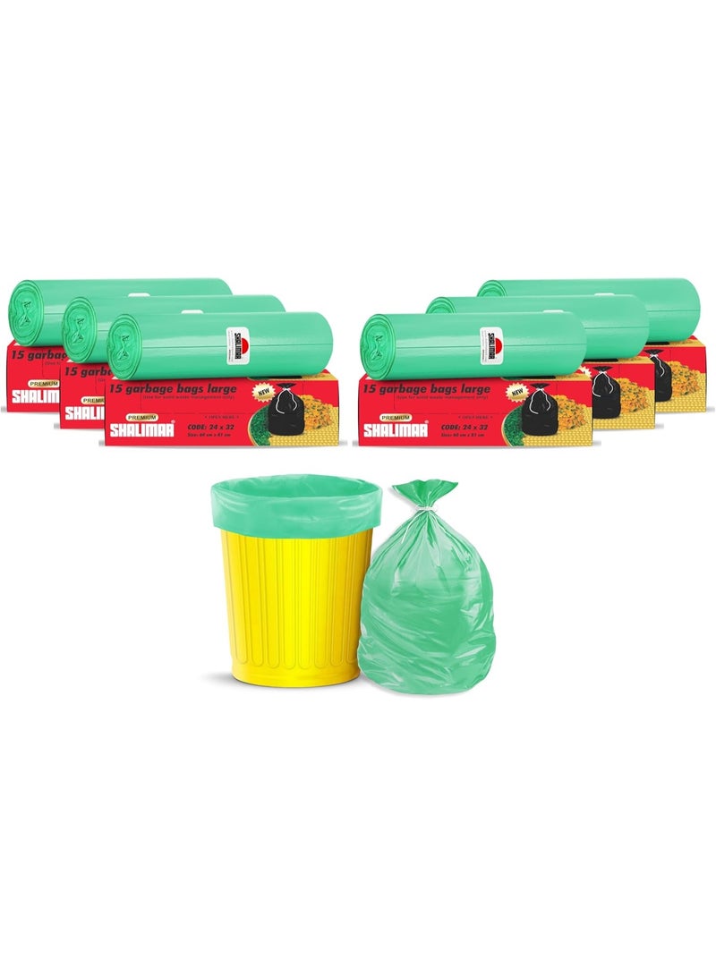 شاليمار أكياس قمامة شاليمار بريميوم OXO قابلة للتحلل الحيوي 24 × 32 بوصة (كبيرة) 90 كيس (6 لفات) كيس قمامة/كيس قمامة باللون الأخضر - Image 1