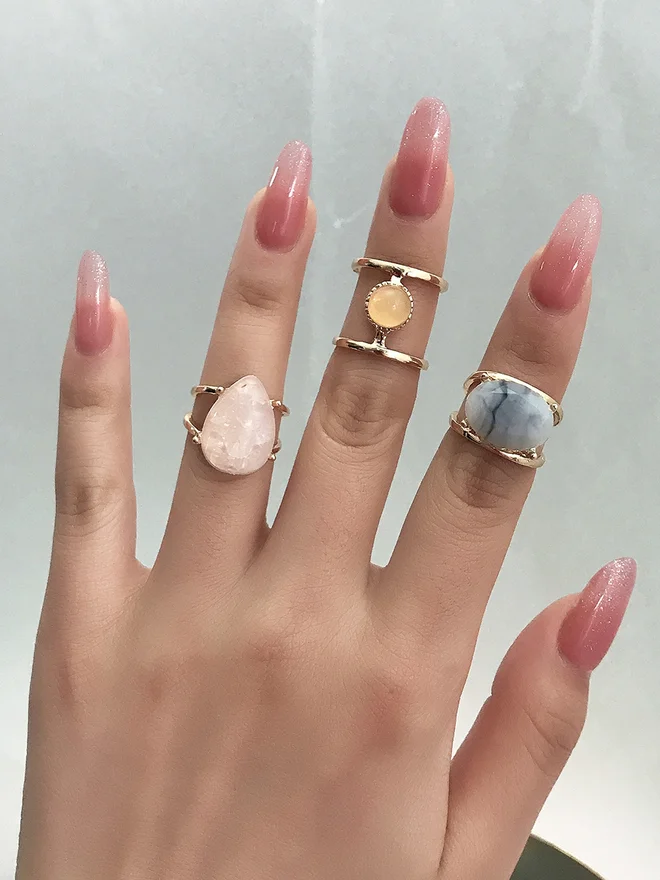 Pack of 3 - Gemstone Statement Rings