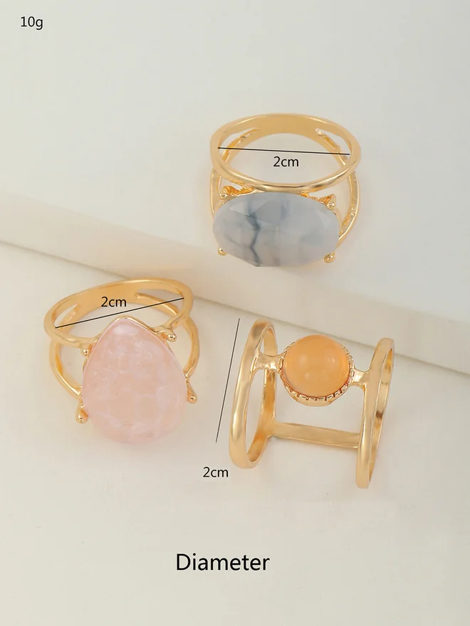 Styli  Pack of 3 - Gemstone Statement Rings for Women | Best Price UAE