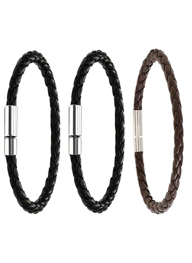 XFSAFDM 3 Pack Leather Bracelet for Men, Stylish Handmade Leather Bracelets for Men, Fashionable Accessories for Men, Minimalist Leather Bracelets - Image 1