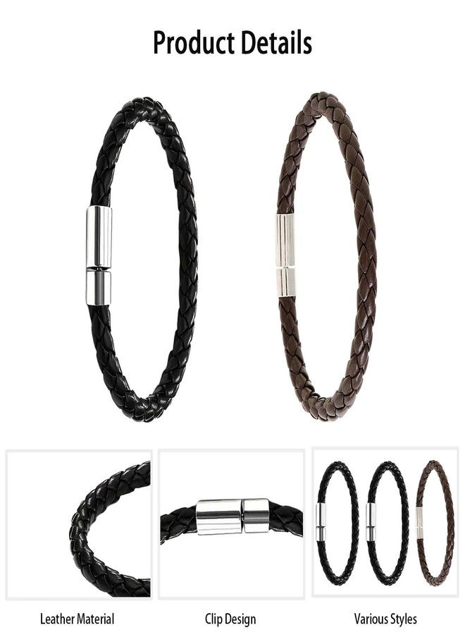 XFSAFDM 3 Pack Leather Bracelet for Men, Stylish Handmade Leather Bracelets for Men, Fashionable Accessories for Men, Minimalist Leather Bracelets - Image 3