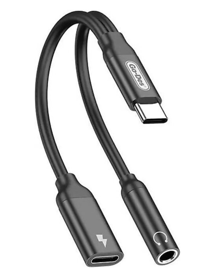 GO-DES "Go-Des GD-UC317 Type-C to 3.5mm Aux Headphone and Charge Converter Audio Adapter" - Image 2