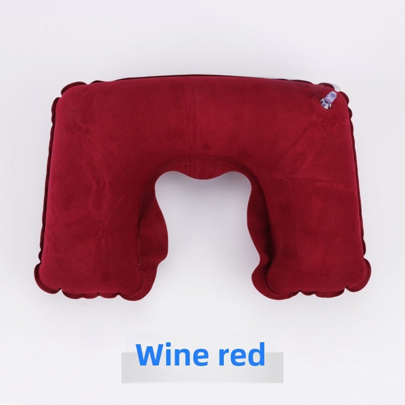 Travel Home Velour U-Shaped Neck Pillow Burgundy 
