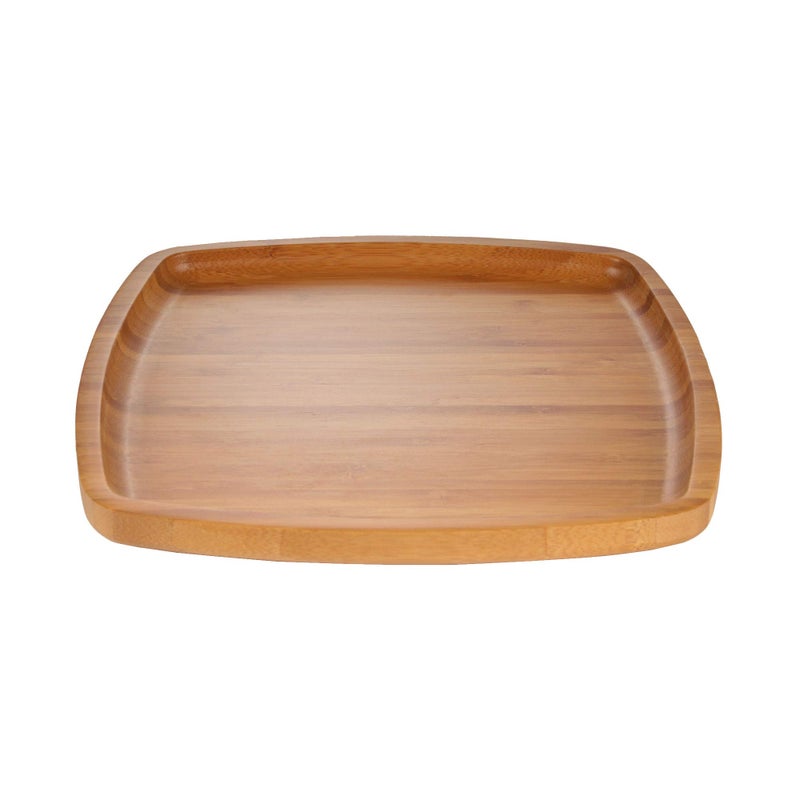 BambooMN 8 x 8 Natural Bamboo Decorative Display Table Top Tea Serving Tray Plate Holder for Coffee Dining Table Countertop Vanity or Kitchen