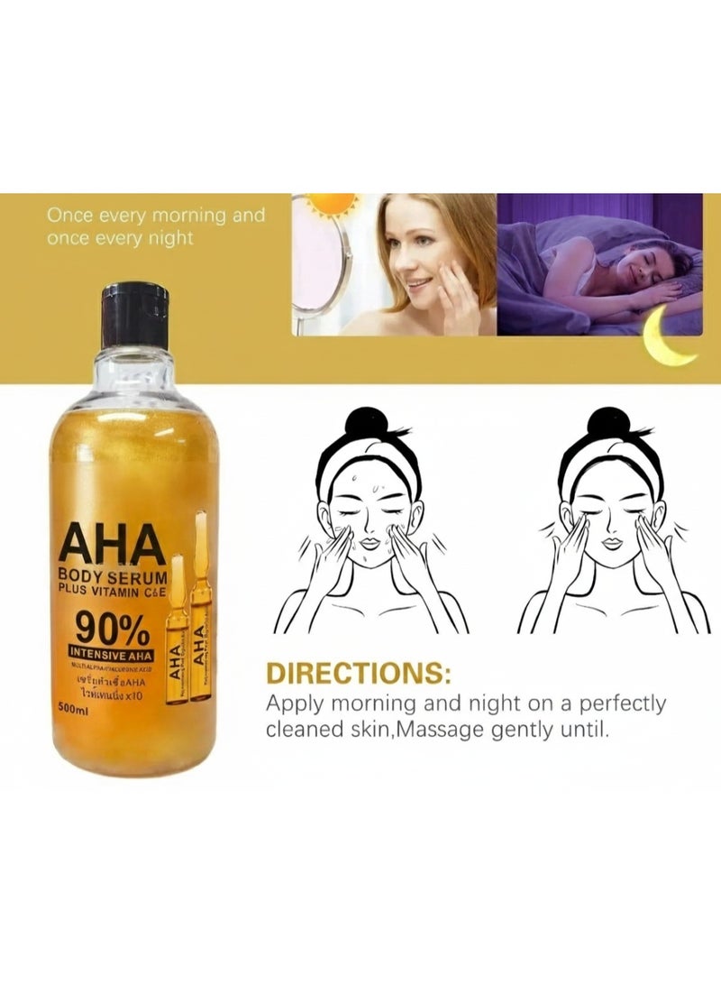 آها [قطعتين] سيروم الوجه والجسم 90% أحماض ألفا هيدروكسي المكثفة لترطيب أعمق ومكافحة الشيخوخة ,بالإضافة إلى فيتامين سي & إي 500 مل . - Image 3