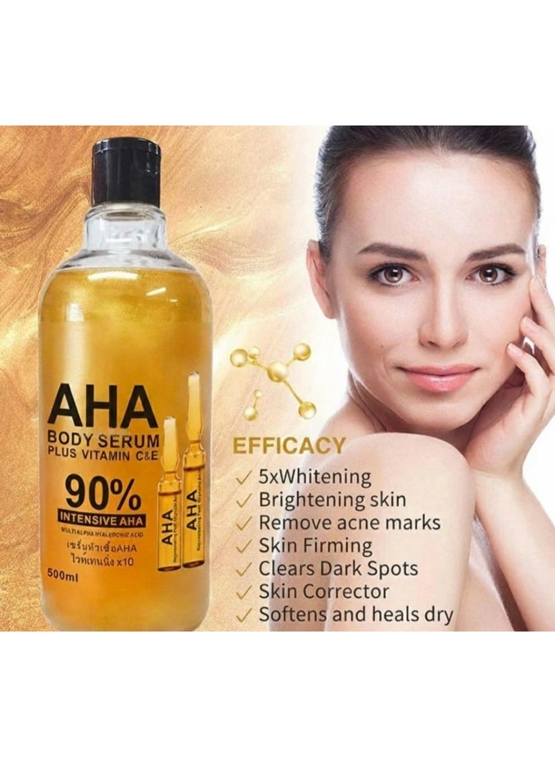 آها [قطعتين] سيروم الوجه والجسم 90% أحماض ألفا هيدروكسي المكثفة لترطيب أعمق ومكافحة الشيخوخة ,بالإضافة إلى فيتامين سي & إي 500 مل . - Image 2