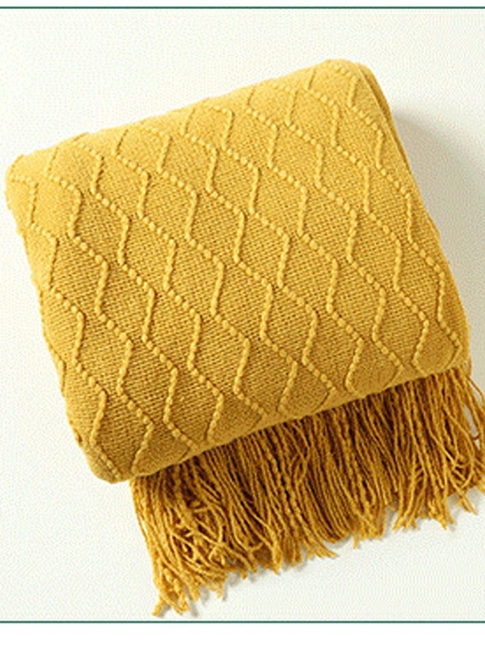 إسكدنيا تصميم شرابة متماسكة بطانية صفراء - Image 2