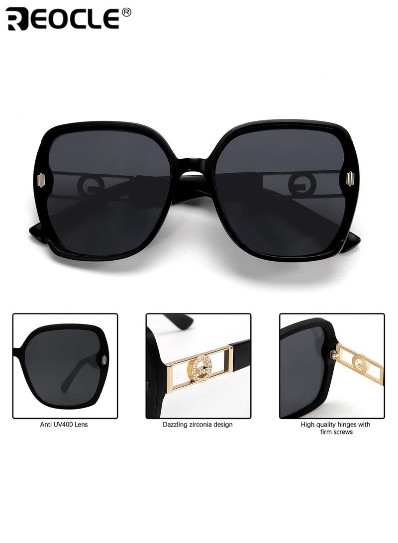 ريوكل نظارات شمسية نسائية كلاسيكية ريترو مستطيلة إطار معدني مفصل نظارات عادية زخرفية مضادة للضوء الساطع نظارات متينة مثالية لجميع المناسبات - Image 4