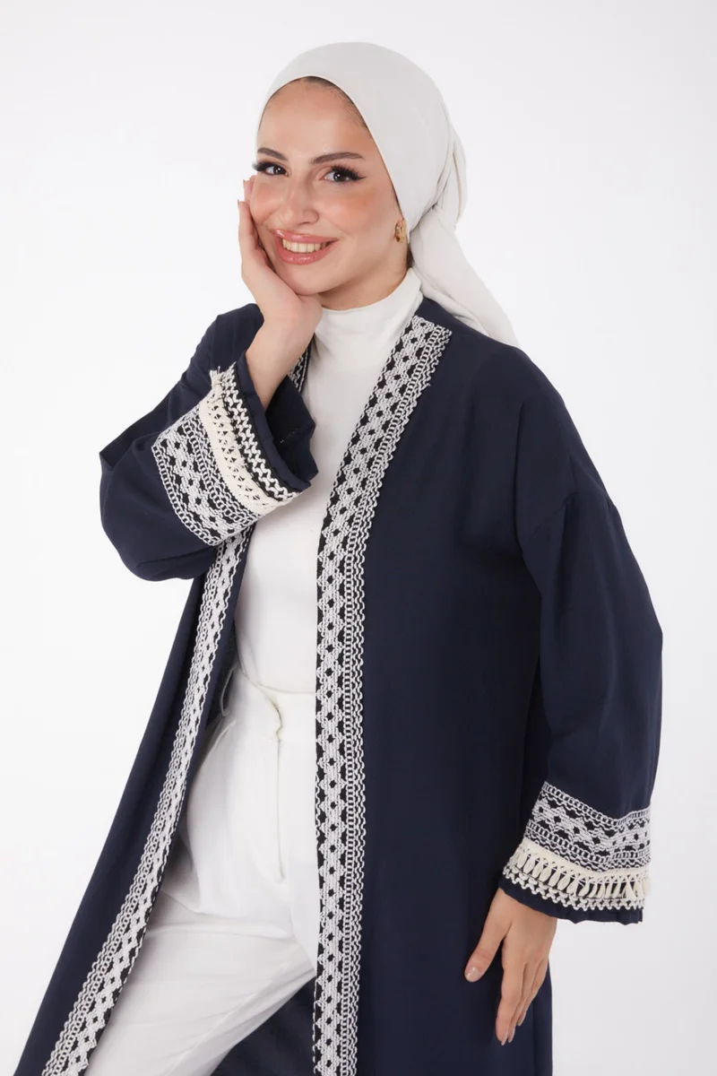Tofisa Plain Medium Women's Navy Blue Kimono - 10166