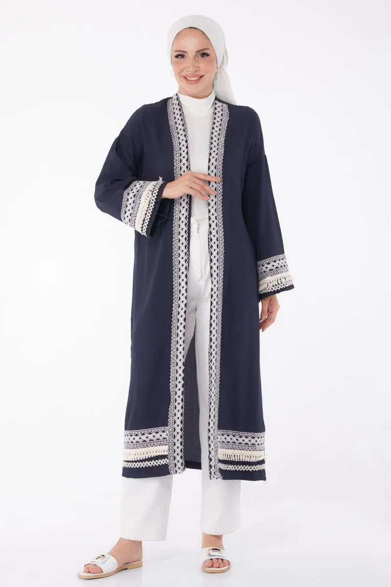 Tofisa Plain Medium Women's Navy Blue Kimono - 10166