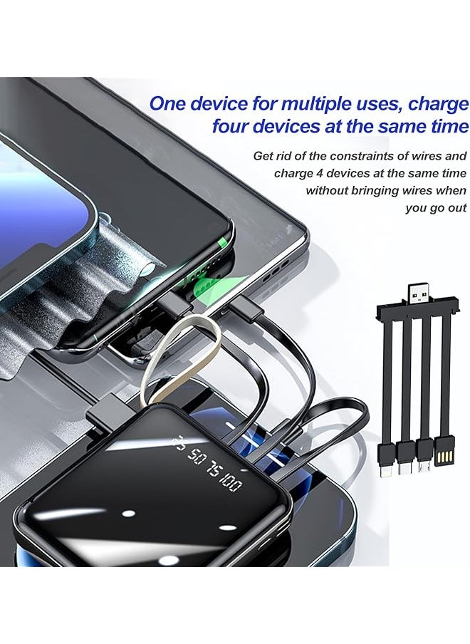 Mini Power Bank Portable 22.5W Fast Charger 10000Mah Battery Pack With Built In Detachable Cable With Led Display Type C Power Bank Compatible With Smart Phones Tablets And More