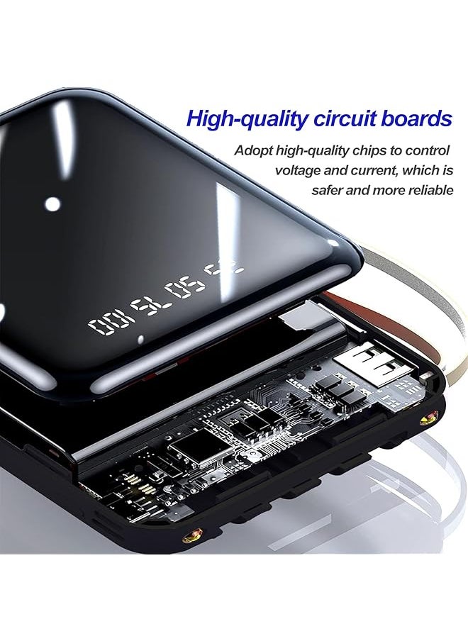 Mini Power Bank Portable 22.5W Fast Charger 10000Mah Battery Pack With Built In Detachable Cable With Led Display Type C Power Bank Compatible With Smart Phones Tablets And More