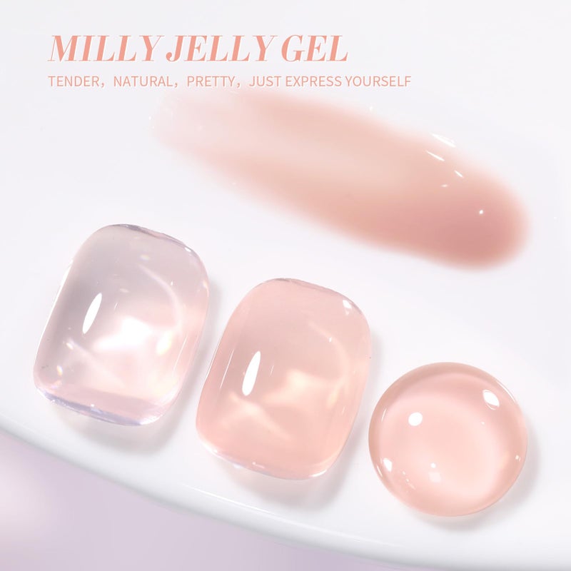 Born Pretty Nude Gel Nail Polish Jelly Light Nude Gel Polish,Sheer Translucent Skin Stone Natural Long Lasting Soak Off Gel Polish Nail Art DIY 15ML - Image 4
