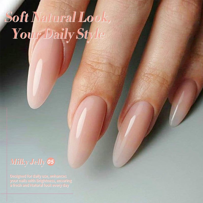 Born Pretty Nude Gel Nail Polish Jelly Light Nude Gel Polish,Sheer Translucent Skin Stone Natural Long Lasting Soak Off Gel Polish Nail Art DIY 15ML - Image 3