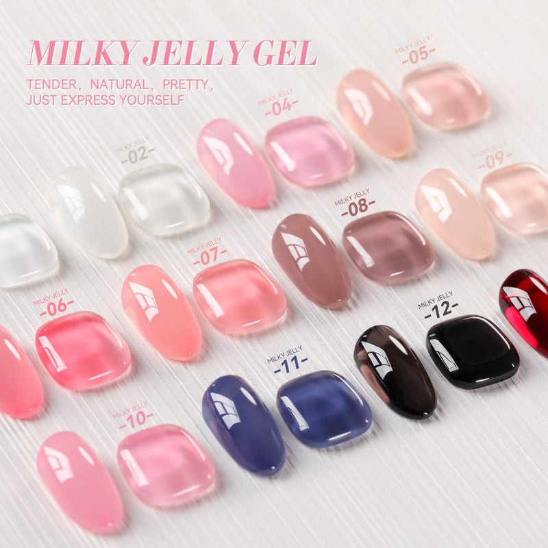 Born Pretty Nude Gel Nail Polish Jelly Light Nude Gel Polish,Sheer Translucent Skin Stone Natural Long Lasting Soak Off Gel Polish Nail Art DIY 15ML - Image 5