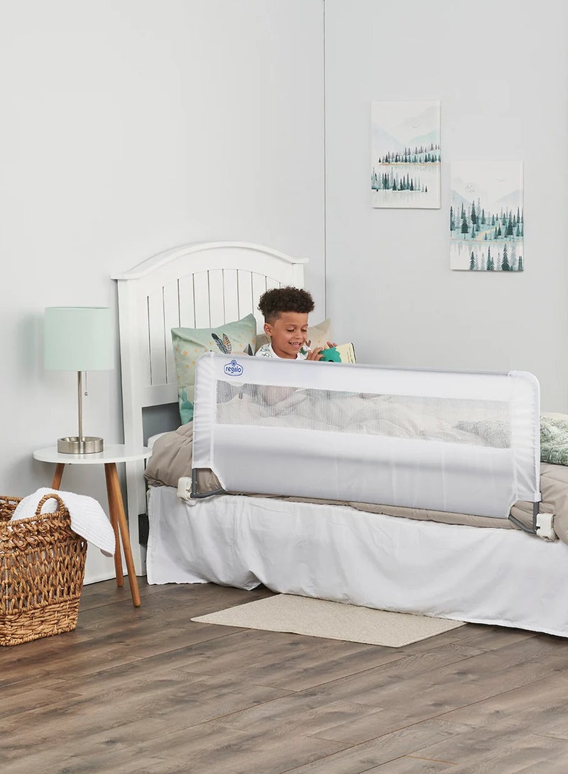 Regalo Extra Long Swing Down Bed Rail | 137L x 51H CM | Safety Guard for Kids | Fits Thick & Queen Mattresses | Sturdy Metal Frame | Easy Install | JPMA Certified | Swing-Down Design - Image 1