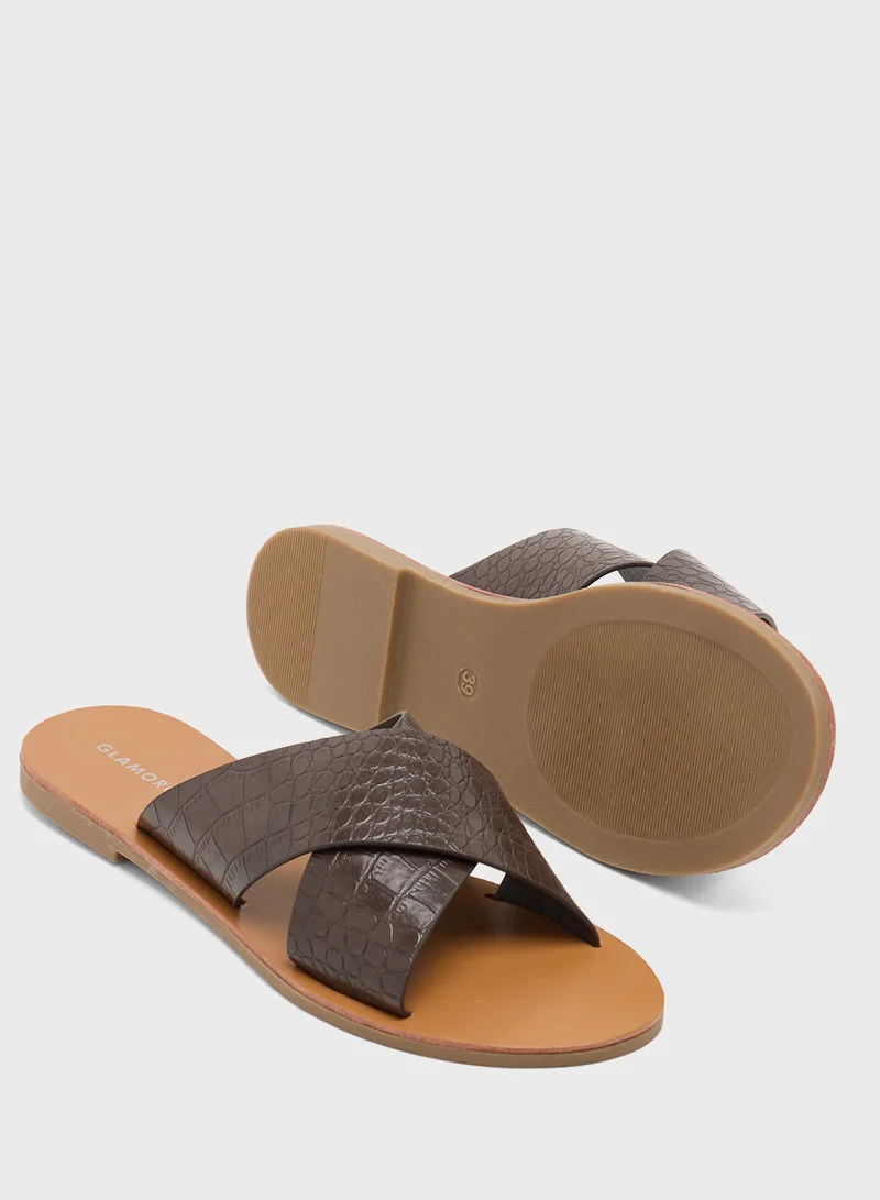 GLAMOROUS Casual Cross Strap Flat Sandals