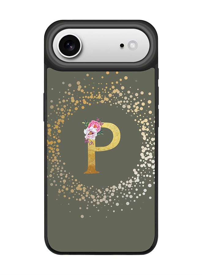 Stylizedd iPhone Air Case, [Compatible with MagSafe] Slim Magnetic cover Phone Case iPhone Air -Custom Monogram Floral - P  (Olive Green ) - Image 1