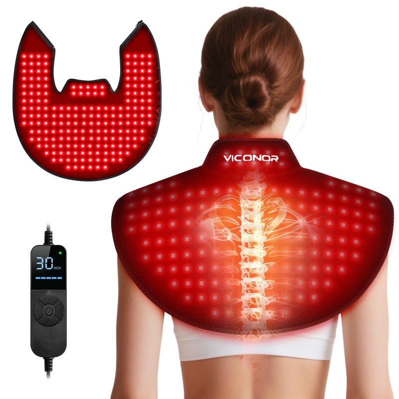 Viconor علاج الضوء الأحمر للرقبة والكتف، علاج الضوء تحت الأحمر للجسم في الداخل، تخفيف الألم، 194-LED، 660nm و 850nm، 30W طاقة عالية - Image 1