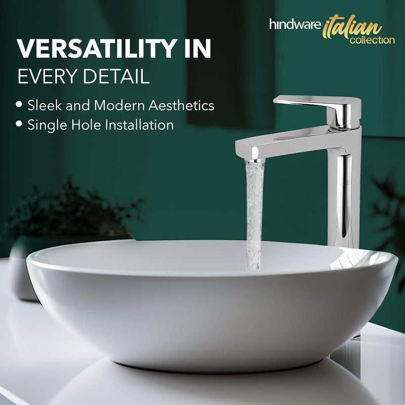 hindware مجموعة هيندوير الإيطالية F360012CP عنصر خلاط حوض مفرد ذي رافعة، نحاس بتشطيب كروم - Image 4