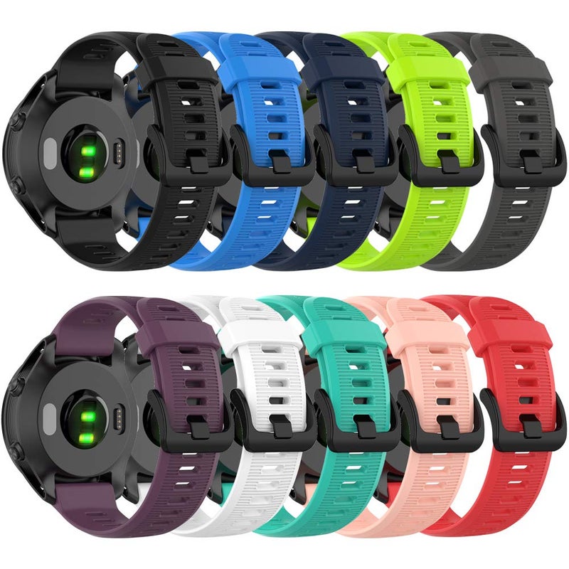 QGHXO حزام لجهاز Garmin Forerunner 945، حزام ساعة بديل من السيليكون الناعم لجهاز Garmin Forerunner 945 / Forerunner 935 (بدون متتبع) 10 قطع - Image 2