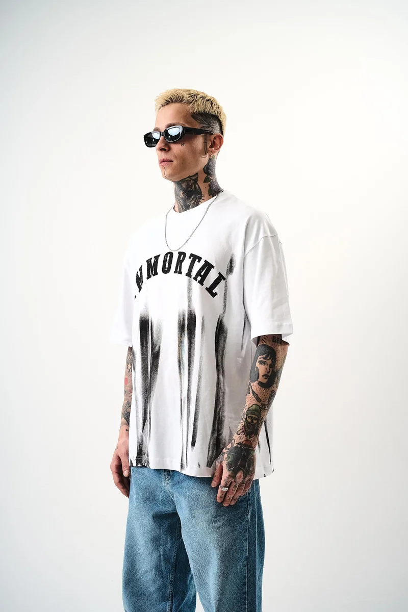 RESPIRE Men's İmmortal Printed Oversize T-Shirt White
