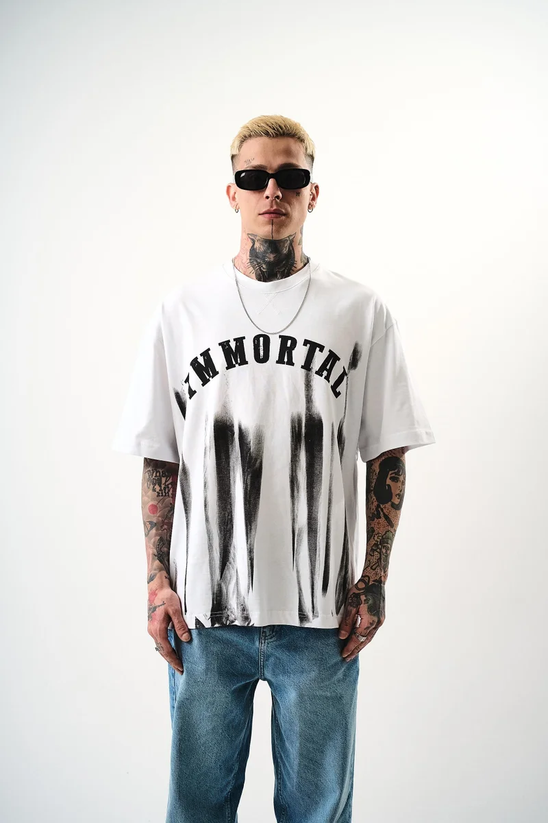 RESPIRE Men's İmmortal Printed Oversize T-Shirt White