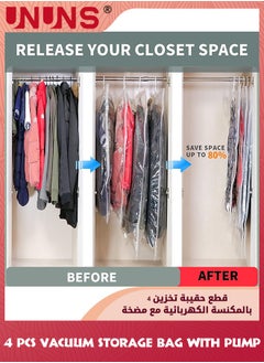 UNUNS Hanging Vacuum Space Saver Bag,4 Pack Reusable Vacuum Storage Bag With Hangers,Vacuum Seal Storage Bag With Suction Pump,Space Saver Bags Vacuum Bag For Sweater Coat Suit,2XL+2L  - Image 3