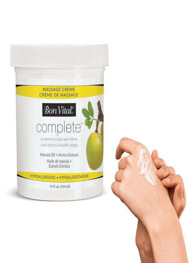 Bon Vital Complete Massage Creme, 14oz Jar, Unscented Non-Greasy Cream with Marula, Olive & Jojoba Oils, Hypoallergenic Moisturizer for Professional or Home Use, Premium Dual-Purpose, Massage Therapy - Image 1