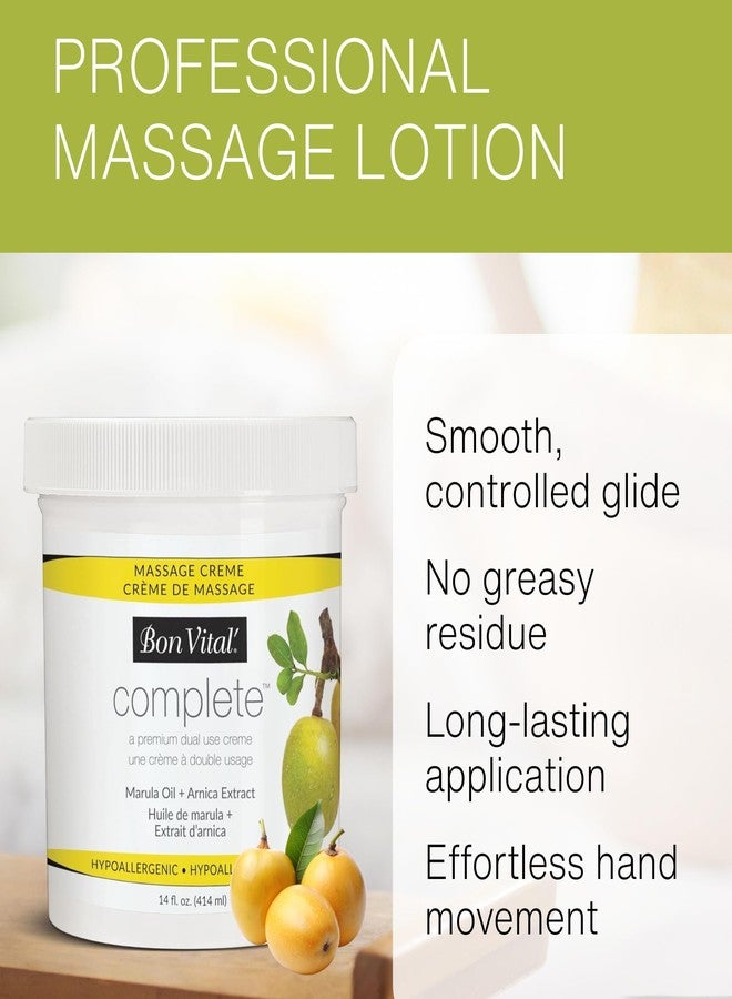 Bon Vital Complete Massage Creme, 14oz Jar, Unscented Non-Greasy Cream with Marula, Olive & Jojoba Oils, Hypoallergenic Moisturizer for Professional or Home Use, Premium Dual-Purpose, Massage Therapy - Image 2