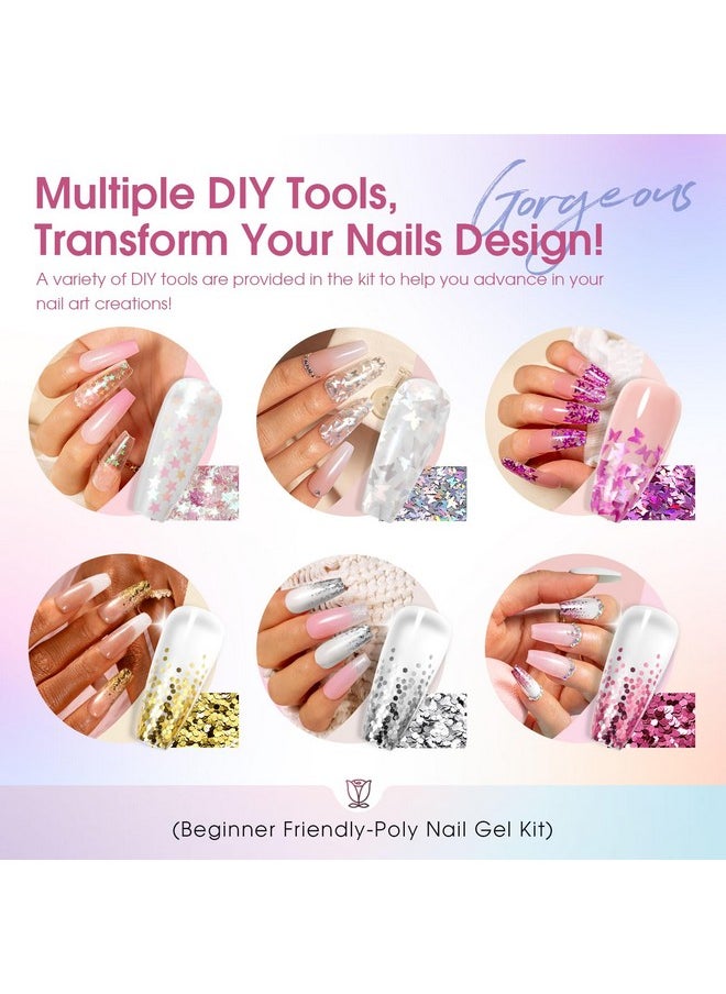 Rosalind Poly Nail Gel Kit With U V Light 20 Colors Clear Natural Pink Poly Nail Gel Starter Kit Glitter Pink Poly Nail Gel Kit With Tools For French Nail Art Diy  - Image 5