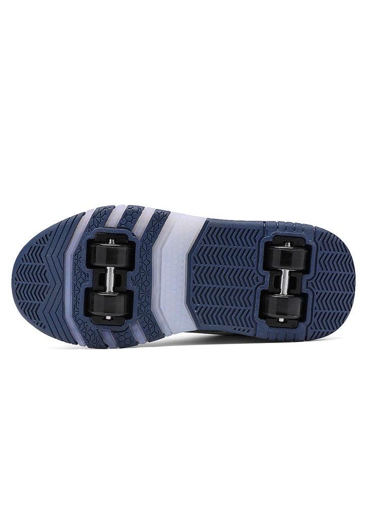 LITTLE ROCKZ Kids Four Wheel Roller Shoes Rechargeable LED Flash Light Sneaker Skate Heelys Shoes Blue  - Image 5