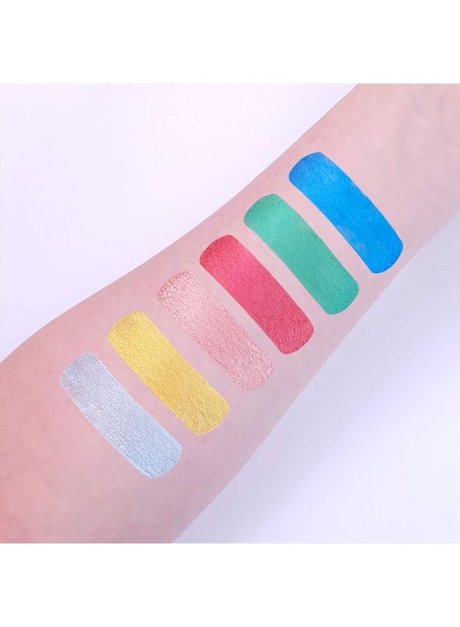 Cosmic Moon Metallic Face Paint makeup for the Face & Body - 0.40fl oz - Create mesmerising metallic face paint designs! - Set of 6 - Includes: Silver, Gold, Rose Gold, Red, Green, Blue - Image 2