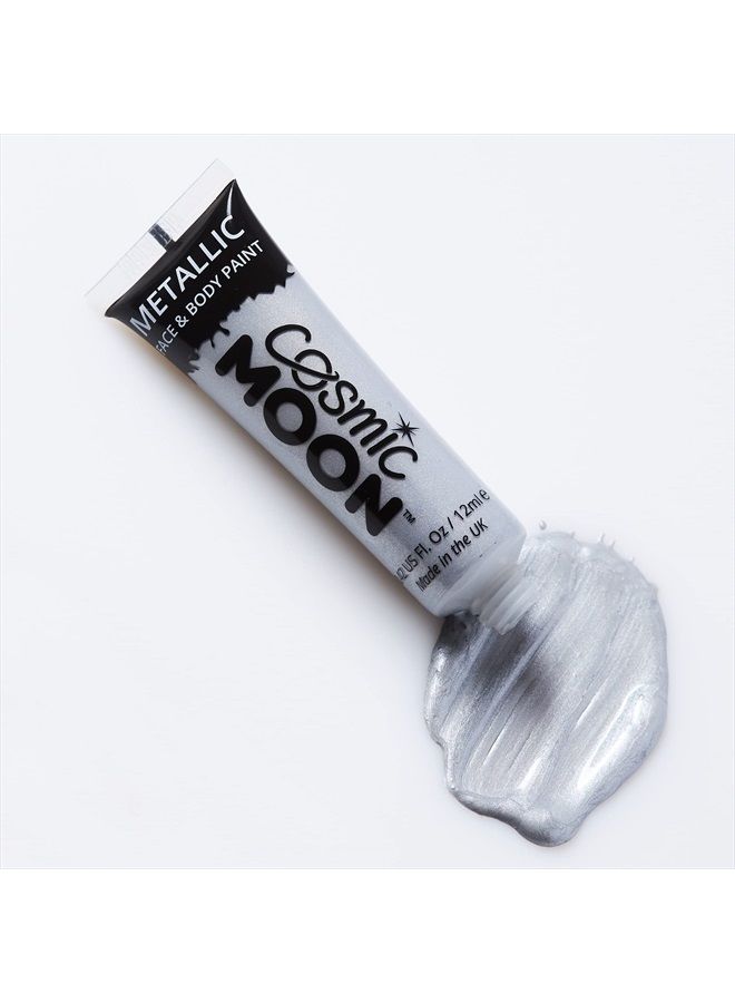 Cosmic Moon Metallic Face Paint makeup for the Face & Body - 0.40fl oz - Create mesmerising metallic face paint designs! - Set of 6 - Includes: Silver, Gold, Rose Gold, Red, Green, Blue - Image 4