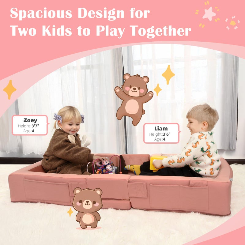ENITYA Toddler Travel Bed, Folding Floor Cot for Travel, Portable Kids Bed for Sleeping, Washable Toddler Cot for Children 1â€“ 4yr Old, Pink - Image 3
