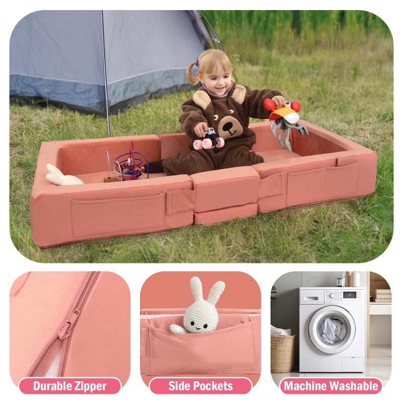 ENITYA Toddler Travel Bed, Folding Floor Cot for Travel, Portable Kids Bed for Sleeping, Washable Toddler Cot for Children 1â€“ 4yr Old, Pink - Image 4