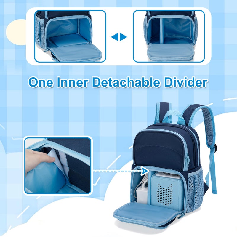 LoDrid Backpack Compatible with Tonie Box 2/1, Carrying Case with Multiple Pockets for Headphones, Charger and Accessories, Storage Bag for Audio Player Starter Set, Navy Blue (Patented Design) - Image 3