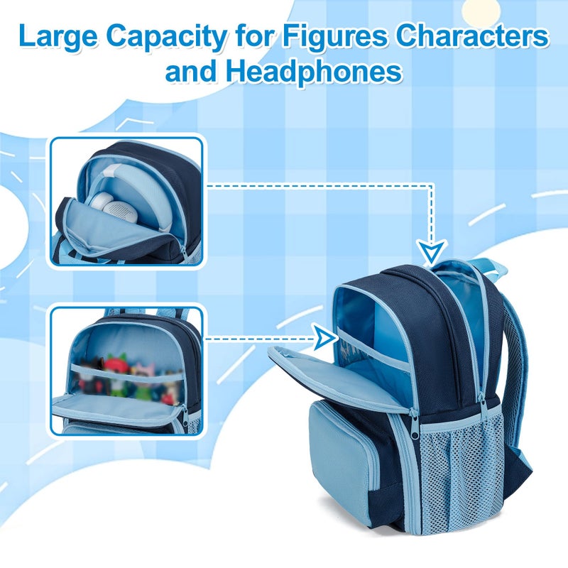 LoDrid Backpack Compatible with Tonie Box 2/1, Carrying Case with Multiple Pockets for Headphones, Charger and Accessories, Storage Bag for Audio Player Starter Set, Navy Blue (Patented Design) - Image 2